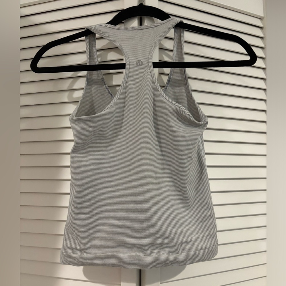 Lululemon Light Gray Striped Tanktop Race Length